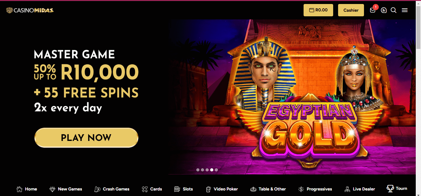Casino Midas Deposit Bonus plus Free Spins for South African Players (Screenshot)