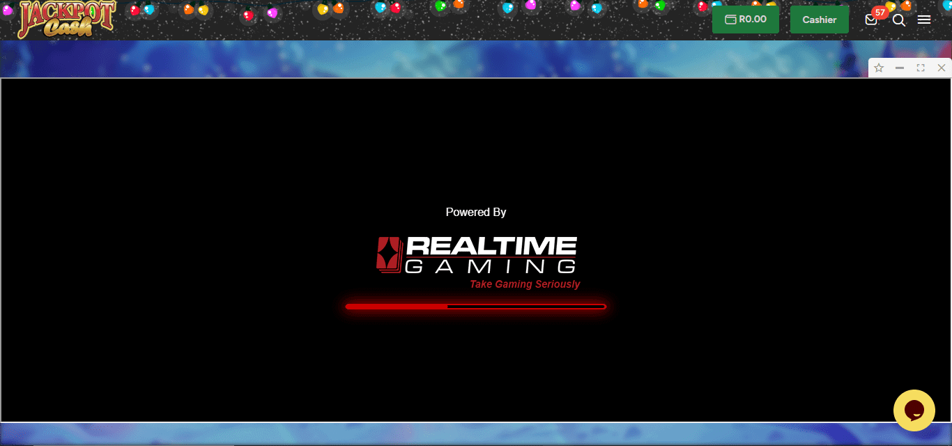 Jackpot Cash Casino RealTime Gaming Slot Loading Screen Page Screenshot