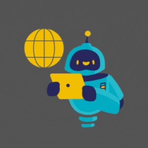 Friendly Tech Robot Researching