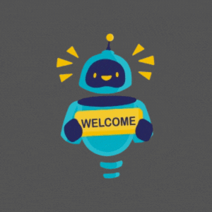 Friendly Tech Robot holding a welcome sign