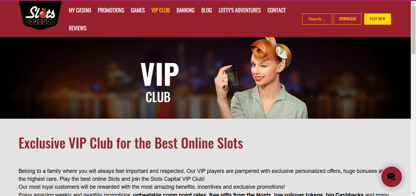 Slots Capital Casino 2025 VIP Club for online slots page Screenshot