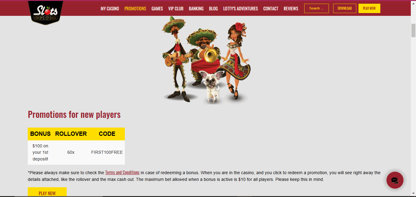Slots Capital Casino 2025 Promotions for new players Screenshot
