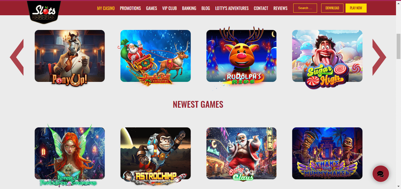 Slots Capital Casino 2025 Newest Slots Casino Games page Screenshot